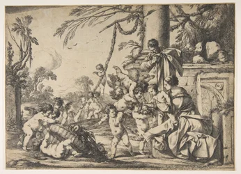 De Maagd en Christus Kind bediend door engelen, 1640