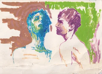 Back to Back, 2025 (acryl op aquarelpapier)