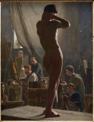 Mannelijk naakt in het atelier van Bonnat
