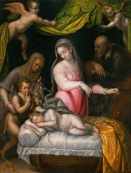 De Heilige Familie met Johannes de Doper en Sint Elizabeth, 1591