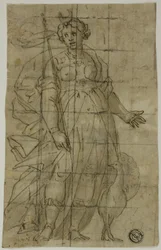 Studie voor Juno (of Diana) met een pauw