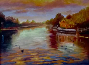 Twickenham zonsondergang, 2024 (olieverf op doek)