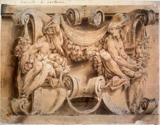 Schets voor een fries met twee kariatiden, 1546-1554