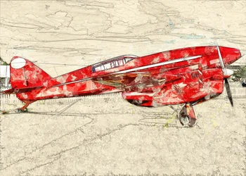 Vintage rood propellervliegtuig