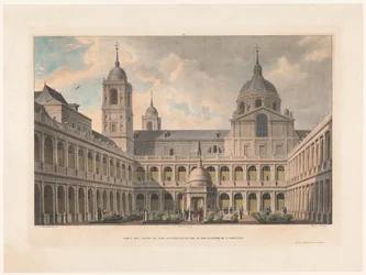 Zicht op de Patio de los Evangelistas van het Monasterio de San Lorenzo de El Escorial