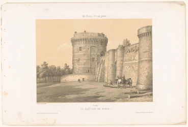 Zicht op een van de torens van het kasteel van Dinan