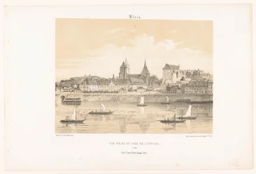 Zicht op het ziekenhuis van Blois vanaf de overzijde van de Loire