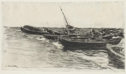 Vissersboten op het Strand bij Étretat