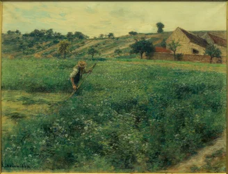 Maaier in het luzerneveld