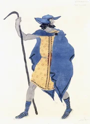 Kostuumontwerp voor Oedipus bij Colonnus - de Vreemdeling, c. 1899-1909