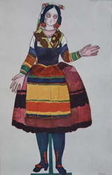 Italiaanse pop. Kostuumontwerp voor het ballet De Magische Speelgoedwinkel door G. Rossini