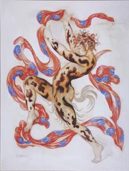 Vaslav Nijinsky in het ballet De namiddag van een faun door C. Debussy