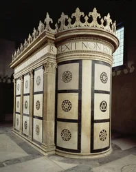 De kleine tempel van het Heilig Graf in de Cappella Rucellai, 1467
