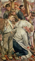 De mannen, linker paneel uit De Tijd van de Arbeider