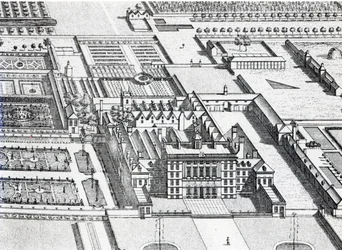 Badminton House in het graafschap Gloucester (detail)