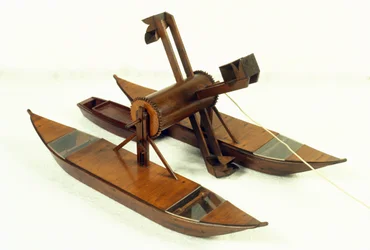 Lagoon bagger, model naar een tekening van Leonardo da Vinci (1452-1519). Museum voor Wetenschap en Technologie, Milaan
