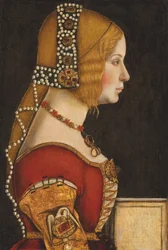 Portret van Isabella van Aragon, Hertogin van Milaan (1470-1524), halflang, in profiel naar rechts