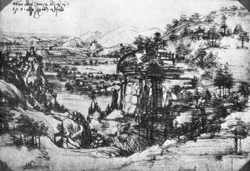 Een schets van een landschap, 15e eeuw 1930
