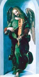 Een engel in het groen met een vedel, ca. 1500