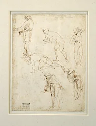 Studie van figuren voor de Aanbidding der Koningen (tekening)