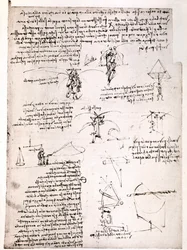 Uittreksel uit een Da Vinci manuscript: Origineel manuscript dat het principe en de constructie van een "Parachute" beschrijft (manuscript)
