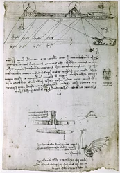 Fragment uit een Da Vinci Manuscript dat het principe en de constructie van een "Sea Dredge" beschrijft (manuscript)