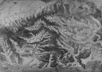 Kaart van Noord-Italië, met de waterscheiding van de Arno, c1480 1945