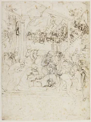 Studie voor de aanbidding der wijzen, ca. 1481