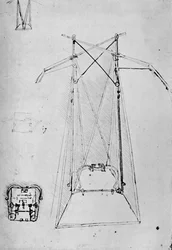 Studie van Motiefapparaat van Vliegmachine met Grondplan van Mechanisme van Basis, 1928
