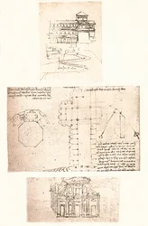 Drie tekeningen van kerken, ca. 1472-ca. 1519 1883