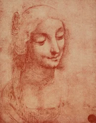 Gezicht van een vrouw, tekening door Leonardo da Vinci. Gallerie dell