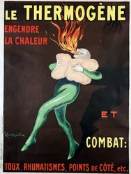 De thermogen genereert warmte en bestrijdt hoest, reuma, zijpunten enz.: poster door Leonetto Cappiello (1875-1942)