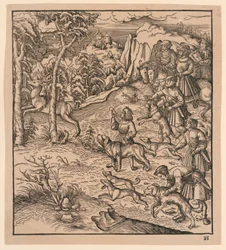 Een Hertenjacht, uit "Der Weisskunig"
