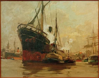 Stoomboot in de haven