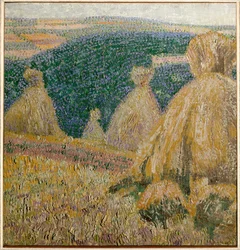 Landschap met schoven (olieverf op doek)