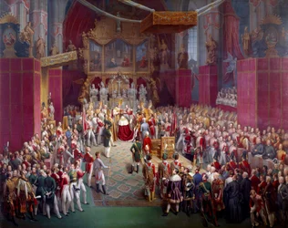 De kroning van de Oostenrijkse keizer Ferdinand I in de Sint-Vituskathedraal van Praag