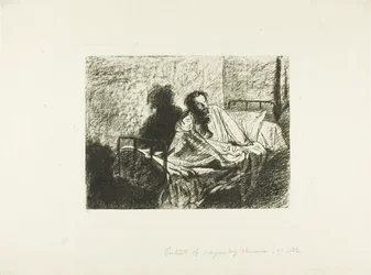 Portret van Charles Meryon Zittend in Bed