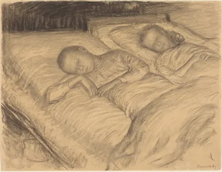 De slapende kinderen van de kunstenaar Wolf en Anna, ca.1900 (houtskool op papier)