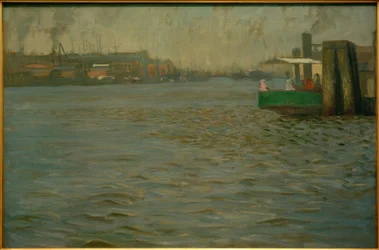 Zondagsstemming op de Elbe. St. Pauli Landungsbrücken