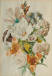 Bloemenboeket met hibiscus en lelies