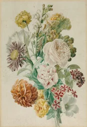 Bloemenboeket met roos en dahlia