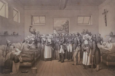Aimable Jean Jacques Pelissier (1794-1864) Hertog van Malakoff bezoekt de gewonde soldaten na de verovering van Sebastopol in 1855