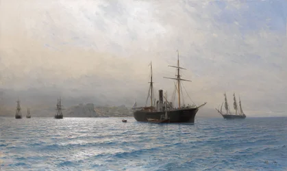 Russisch Schip bij de ingang van de Bosporus, na de Russisch-Turkse oorlog van 1877-1878