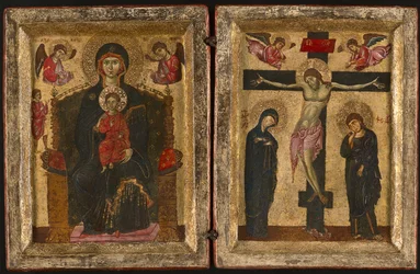 Diptiek met de Maagd en Kind op de troon en de kruisiging, 1275-80