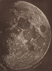 Foto van de maan op haar 1e kwartier,6 maart