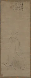 Bodhidharma steekt de Yangzi-rivier over op een riet, voor 1317
