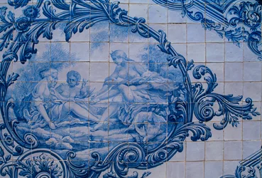 Glazuurtegels uit het Paleis van de Graven van Estoi. Estoi, Portugal