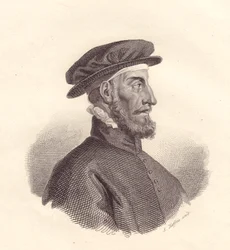 Portret van Italiaanse uitgever en drukker Paolo Manuzio (1512-1574) kopergravure door S Maffeis