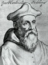 Portret van Jacopo Sadoleto (1477-1547), Italiaanse humanist, katholieke bisschop en kardinaal, gravure uit Illustrissimorum, omnique virtutis, et scientiarum laude praestantissimoru virorum icones, door Claudius Pernetus