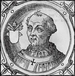 Portret van Stefanus II of III, 92e paus van de Katholieke Kerk, gravure